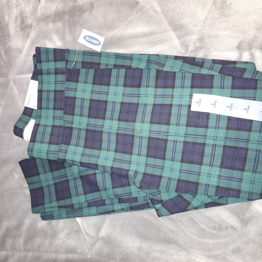 Old Navy Steve High Rise Green and Blue Plaid Pants
